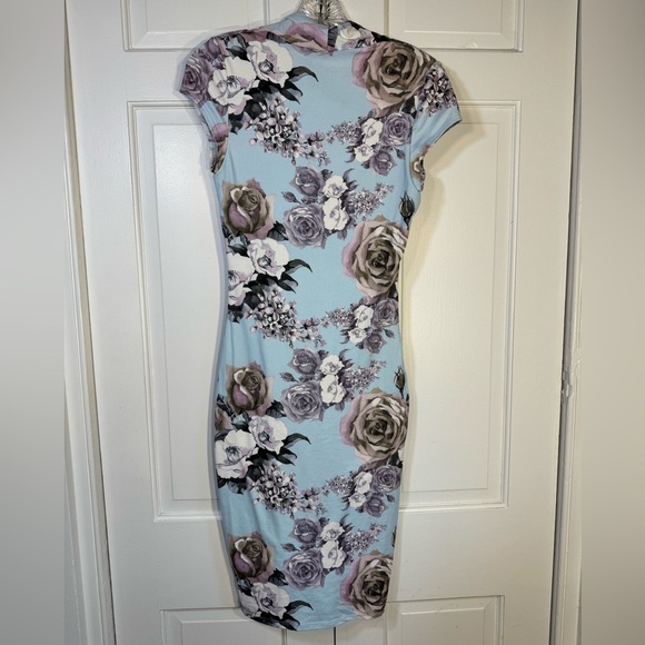 NWOT Joe & Elle Blue and Purple Bodycon Cap Sleeve Midi Dress Soft & Comfortable - Picture 2 of 8